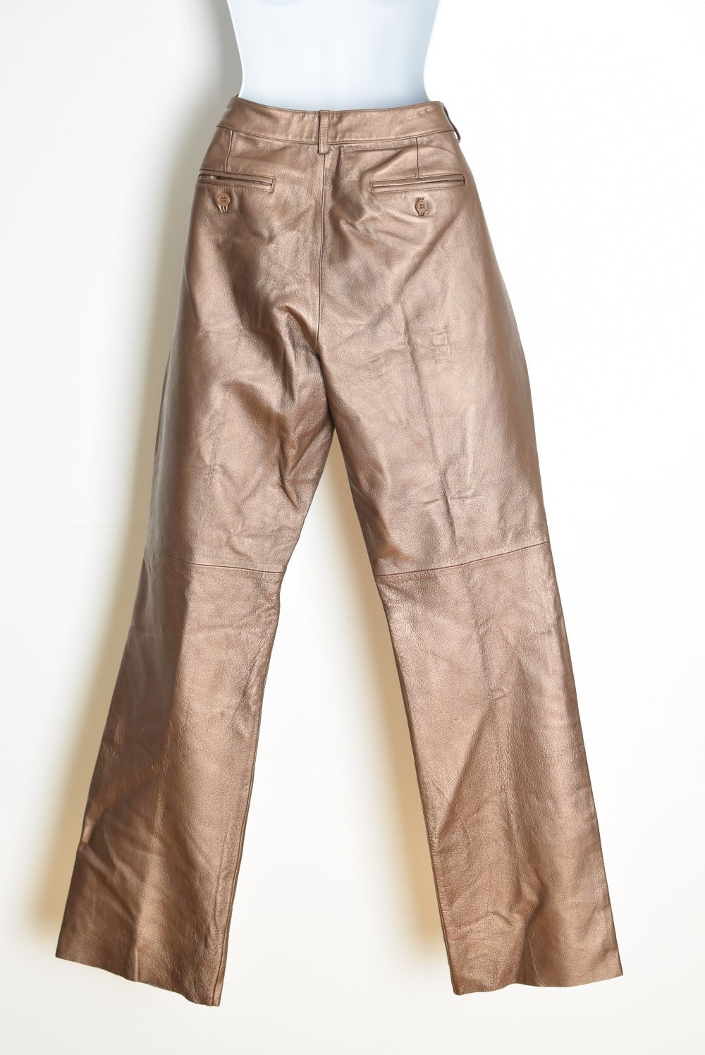 vintage Y2K leather pants metallic bronze straight leg trousers Spiegel 12 L