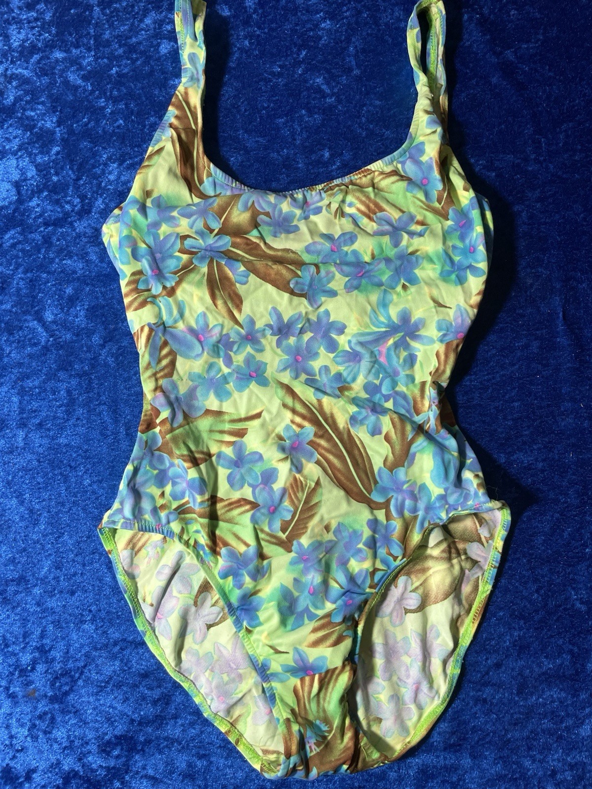Vintage Sunstreak By Newport News Swimsuit Size 12 Neon Floral One Piece 90s