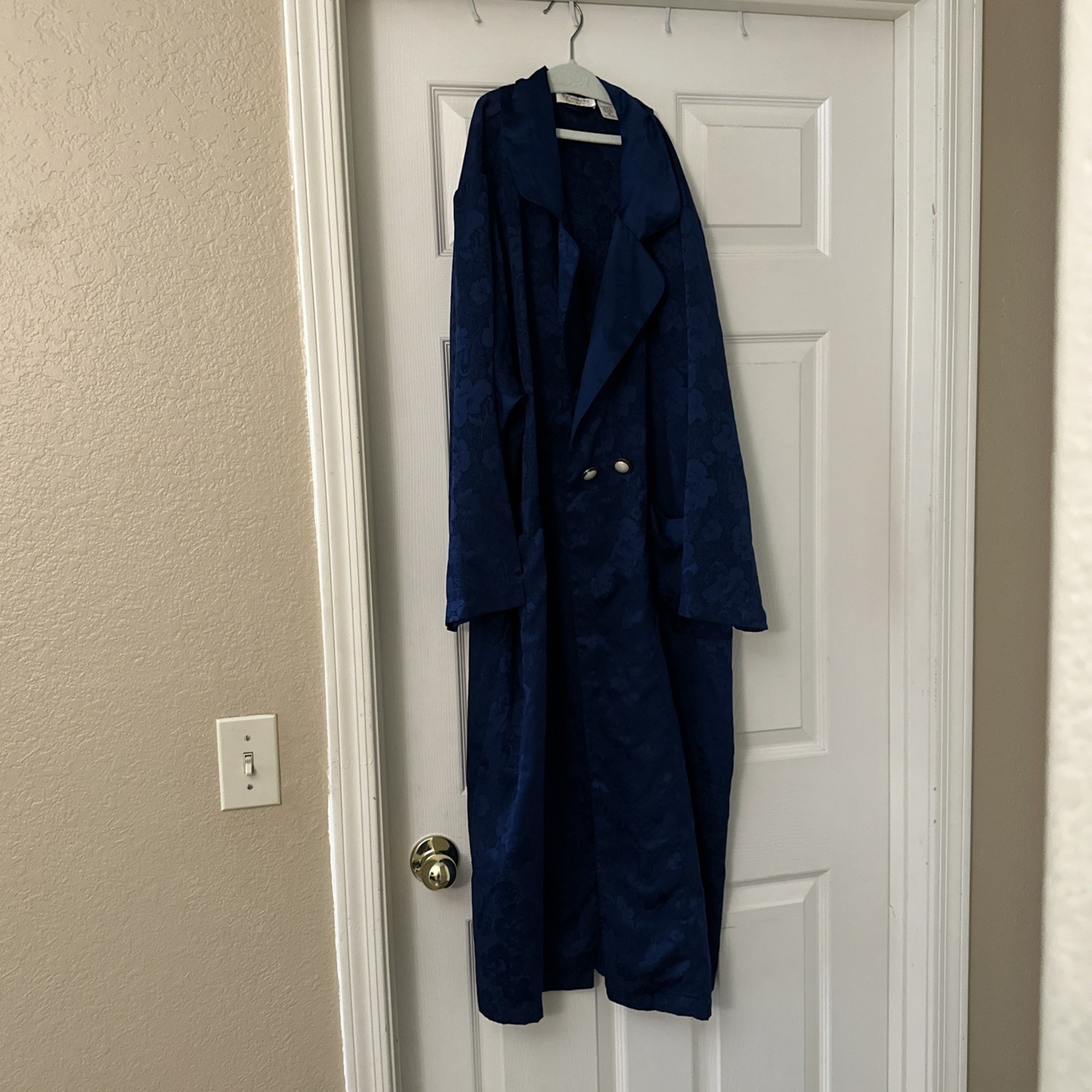 Vintage Victoria secret Gold Label Floral blue Duster Robe White Buttons S