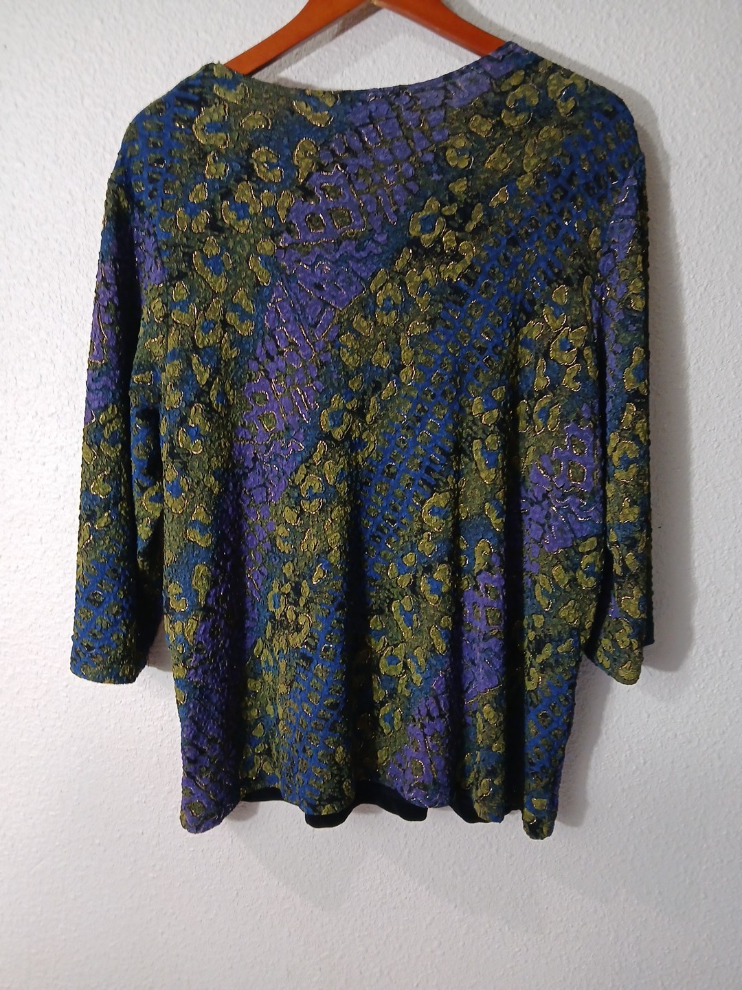 Vintage 90s Elementz Abstract Print Button Front Blouse With Inset XL Made USA
