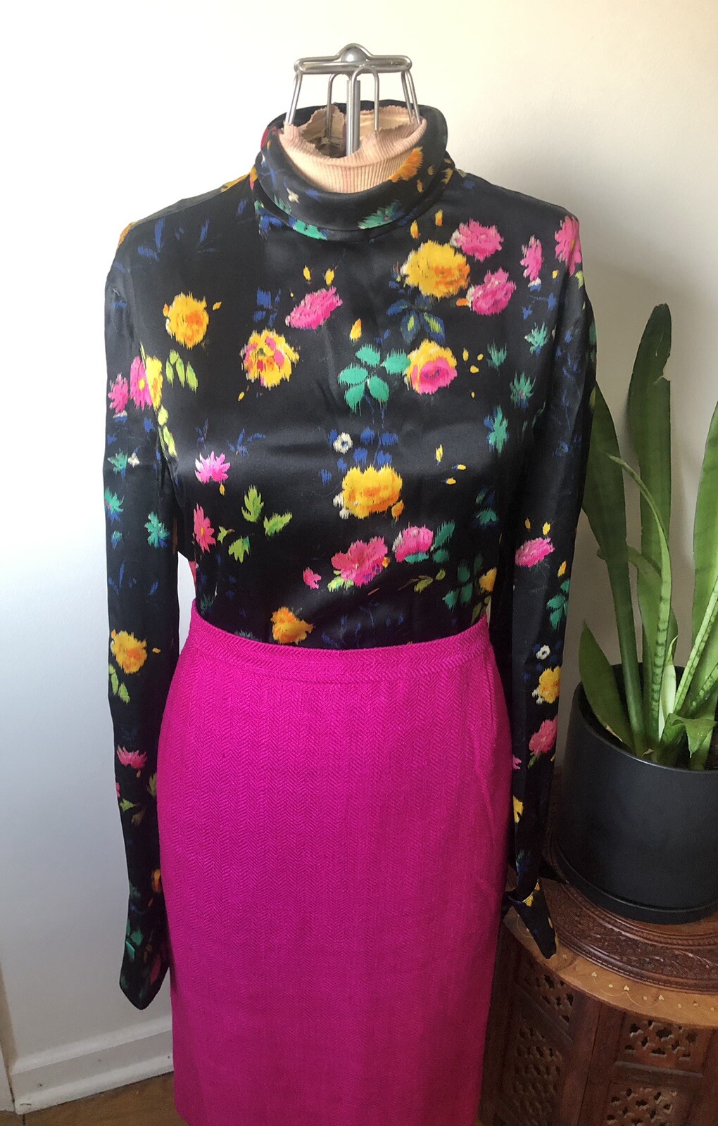 Vintage Emanuel Ungaro For Bergdorf Goodman Floral Silk Blouse, French Cuffs