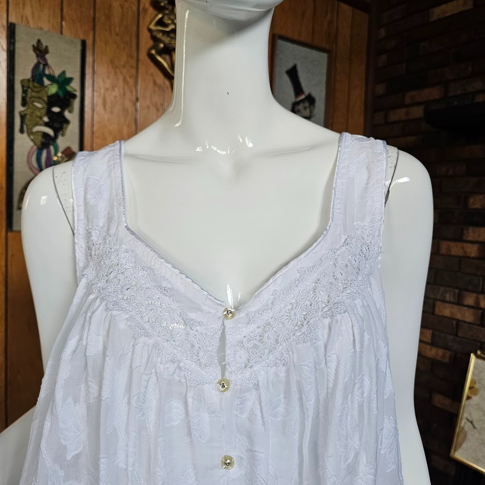 Vintage 90s White Lawn Cotton Queen Annes lace Peignoir Babydoll w/ Robe M/L/XL