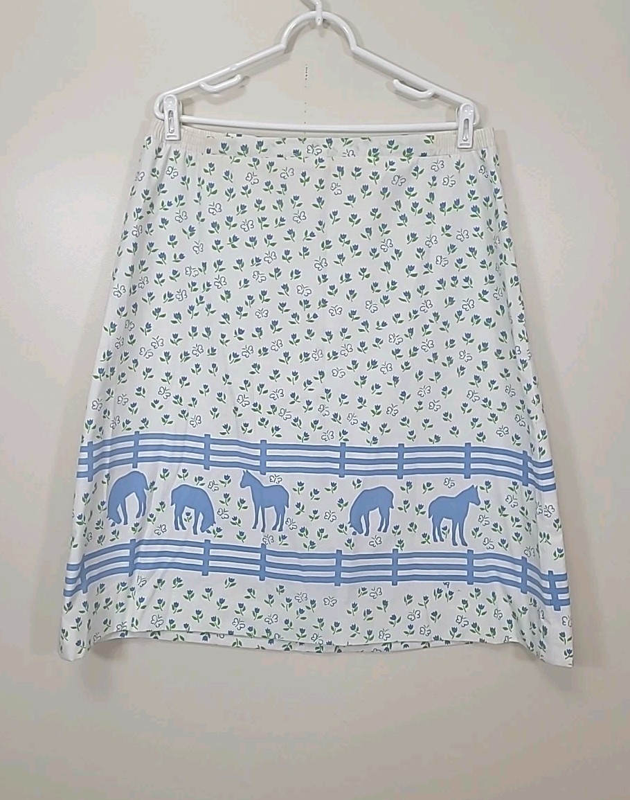 Vintage 60s 70s The Vested Gentress Skirt 36&Prime; Waist Kentucky Derby Floral Horses
