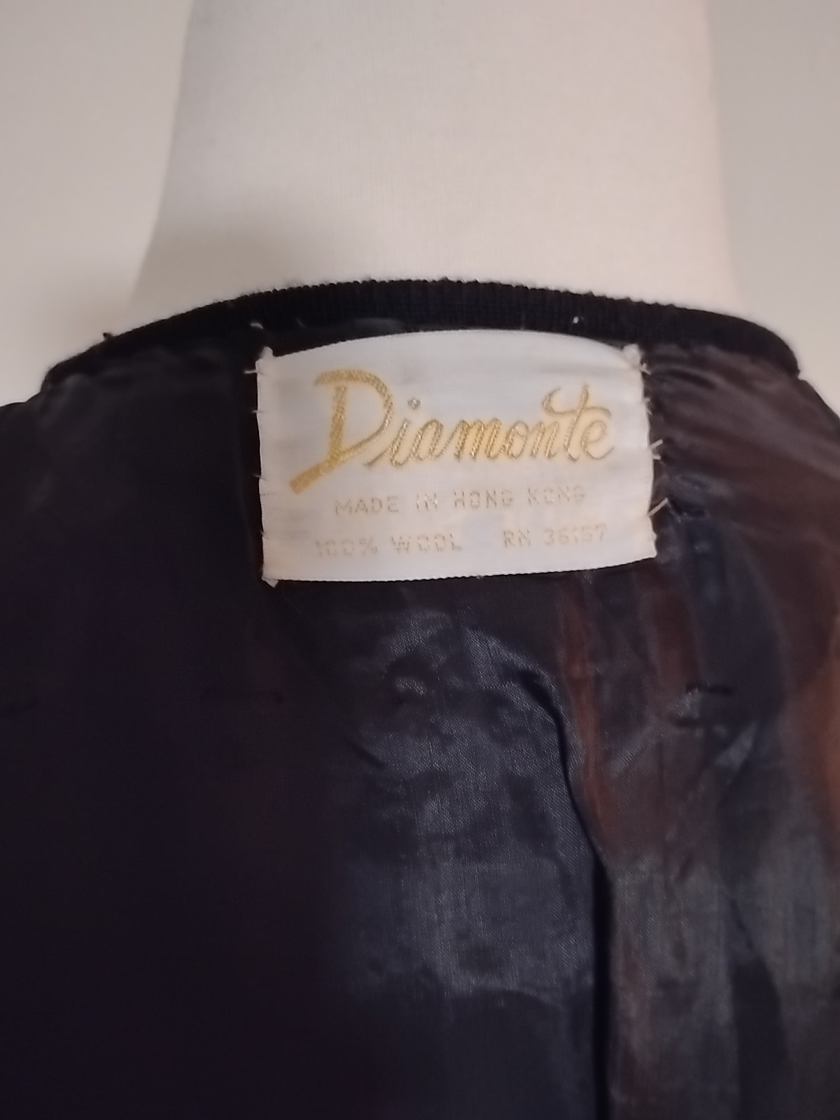 Diamonte 100% Wool Silk Lining 1950s Beaded Cardigan Sweater Black And Gold L