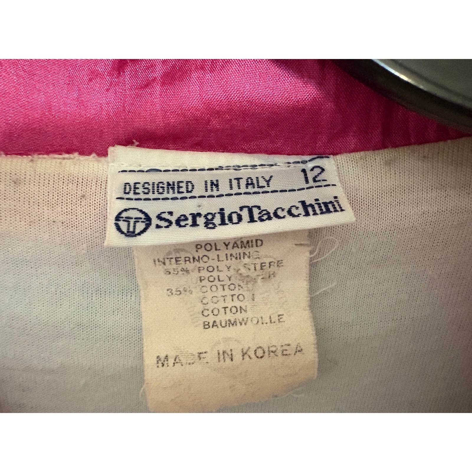 Vintage Sergio Tacchini Colorblock Windbreaker Jacket 80s Aqua Pink Nylon Track