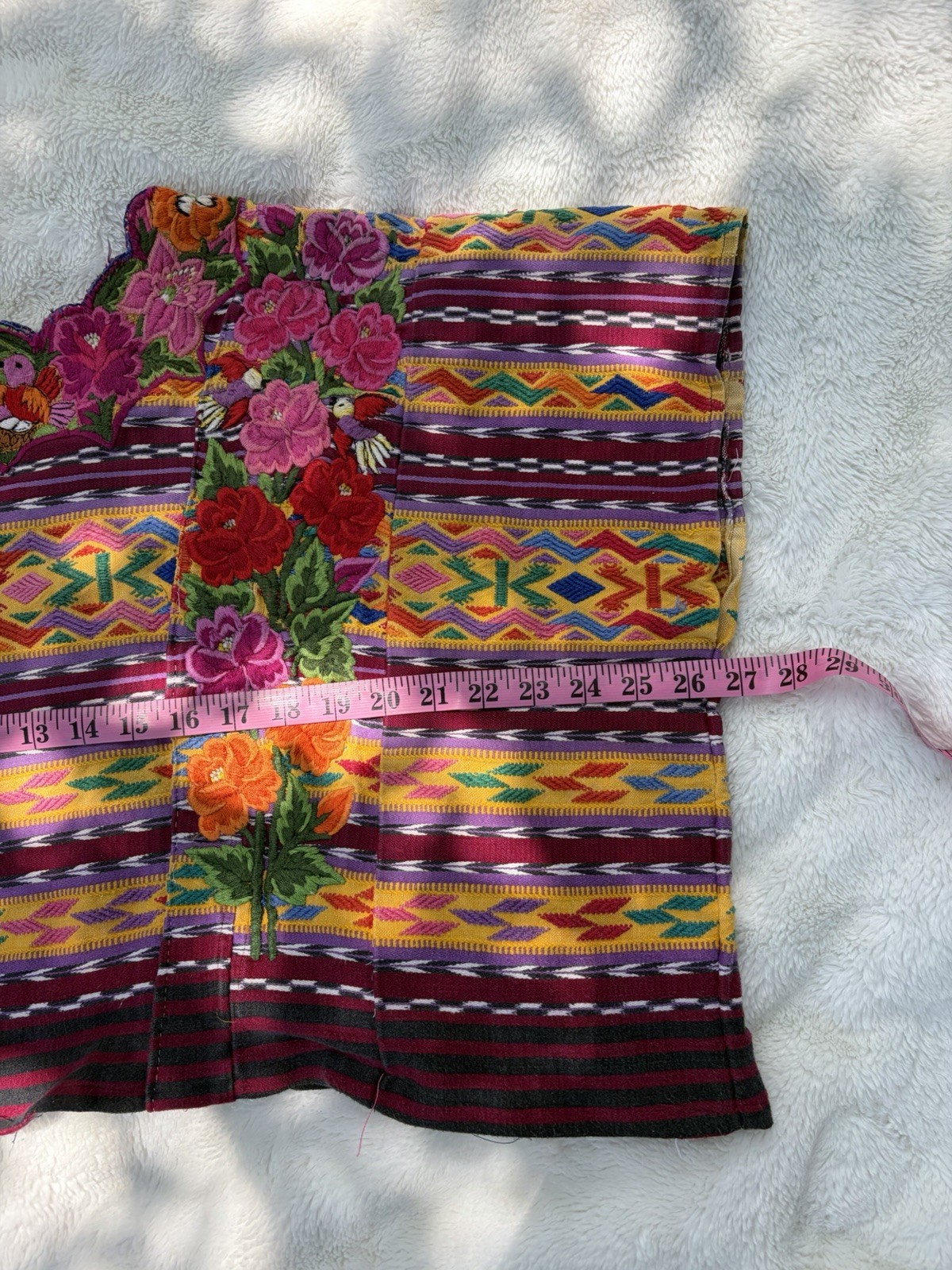 Vintage Floral and Vibrant Colorful Huipil with Embroidery Details