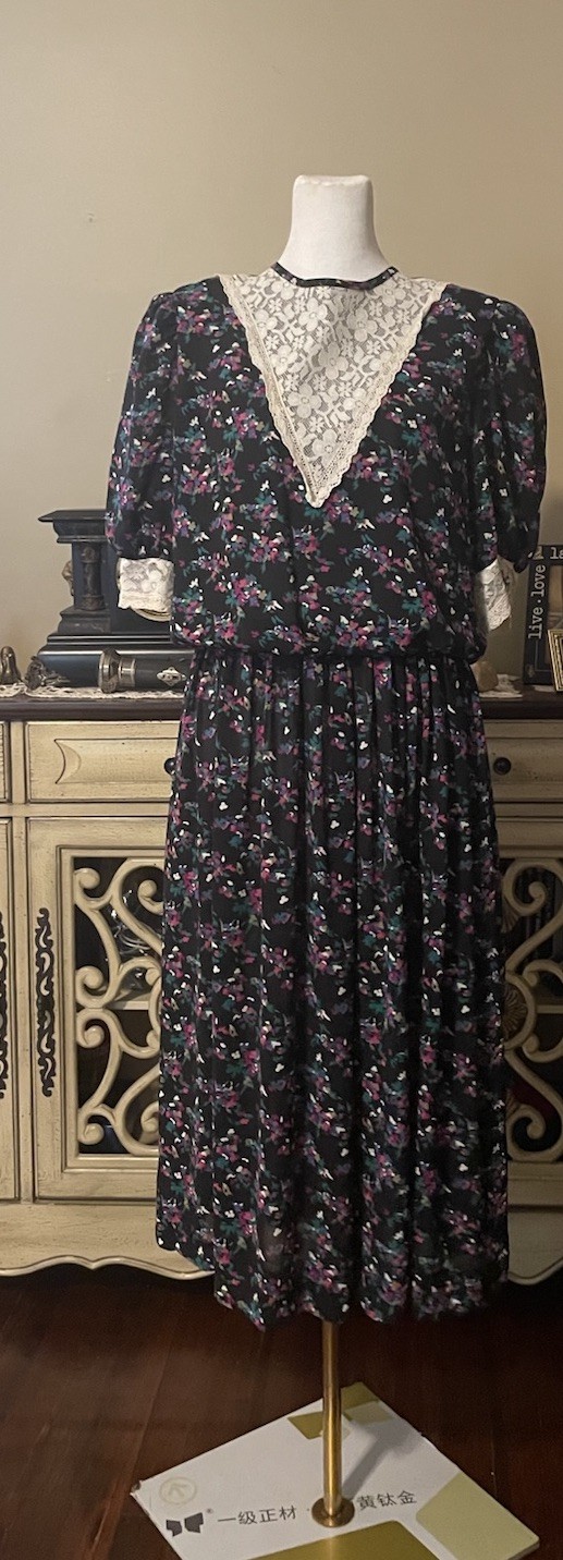 Lady Carol Vintage Lace Bib And Sleeve Prairie Dress