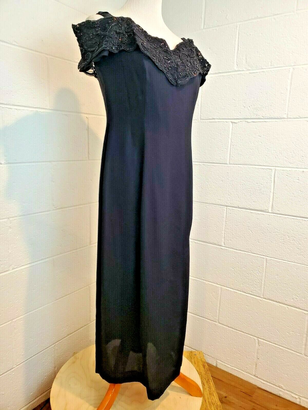 Gantos Evening Chic Vintage 80s Black Evening Gown Dress NWT Dead Stock Size 12