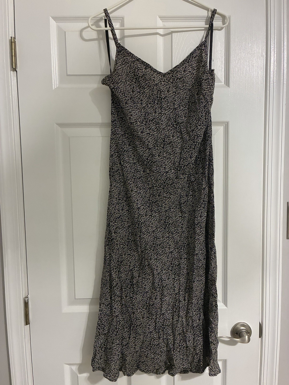 Vintage 2001 GAP Rayon Abstract Print Dress Size 14 Y2K Black White