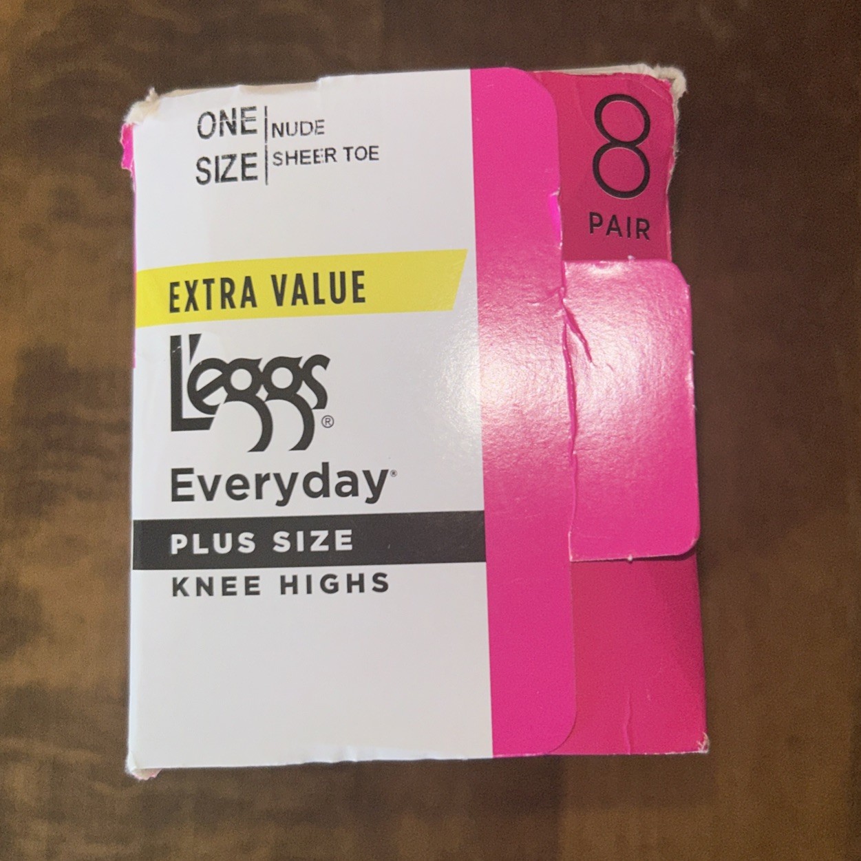 Leggs Everyday Plus Size Knee Highs Sheer Toe 8 Pair Nude NIB Box Is Rough
