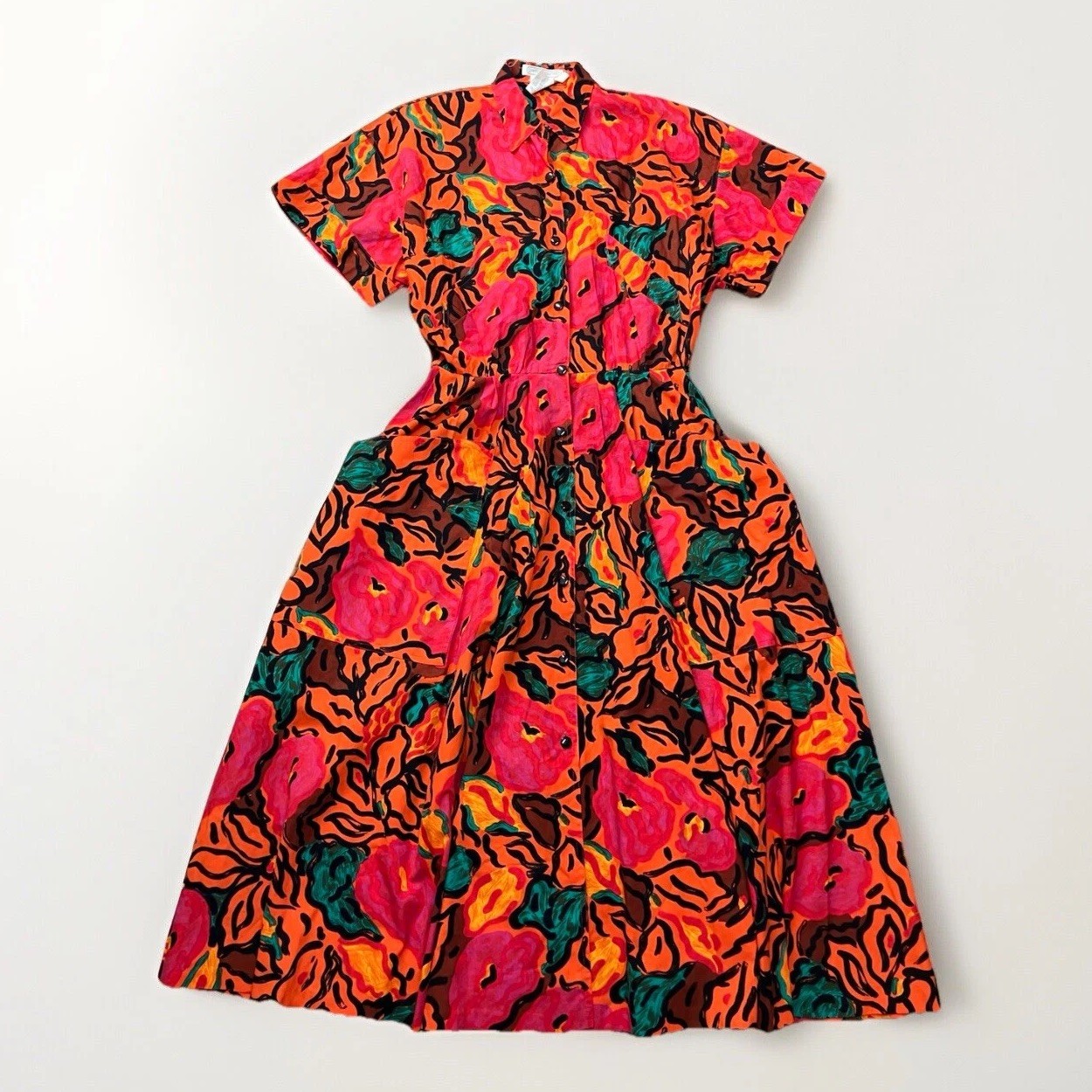 1970’s Gaston Jaunet Paris Floral Dress Made In France 42