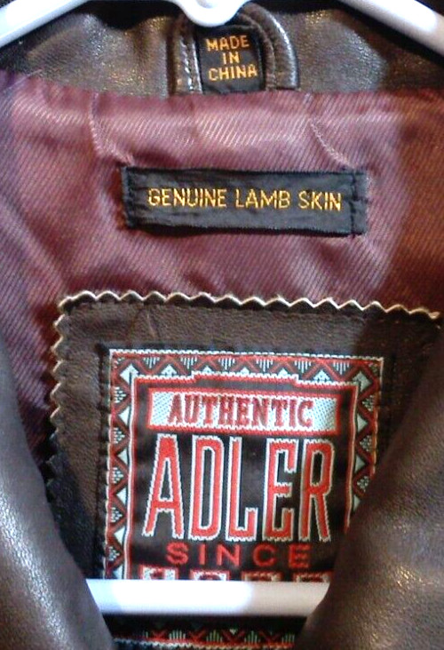 Vtg Adler Authentic Lamb Skin Soft Leather Jacket Womans Lined Coat Brown Sz L