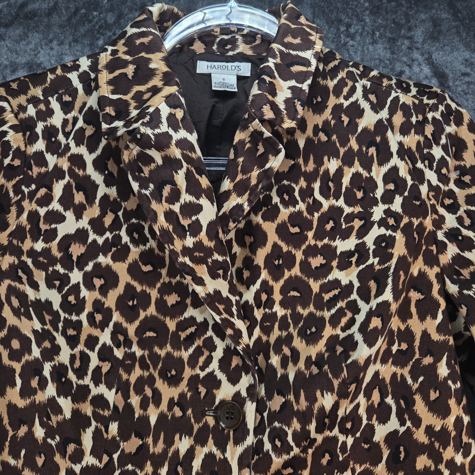 Vintage Harold&rsquo;s Leopard Hourglass Blazer Womens 6 Brown Tan Animal Print Jacket