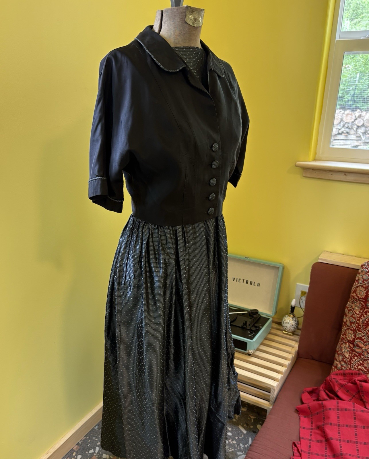 1950s Handmade Taffeta Gown and Matching Bolero Jacket SM