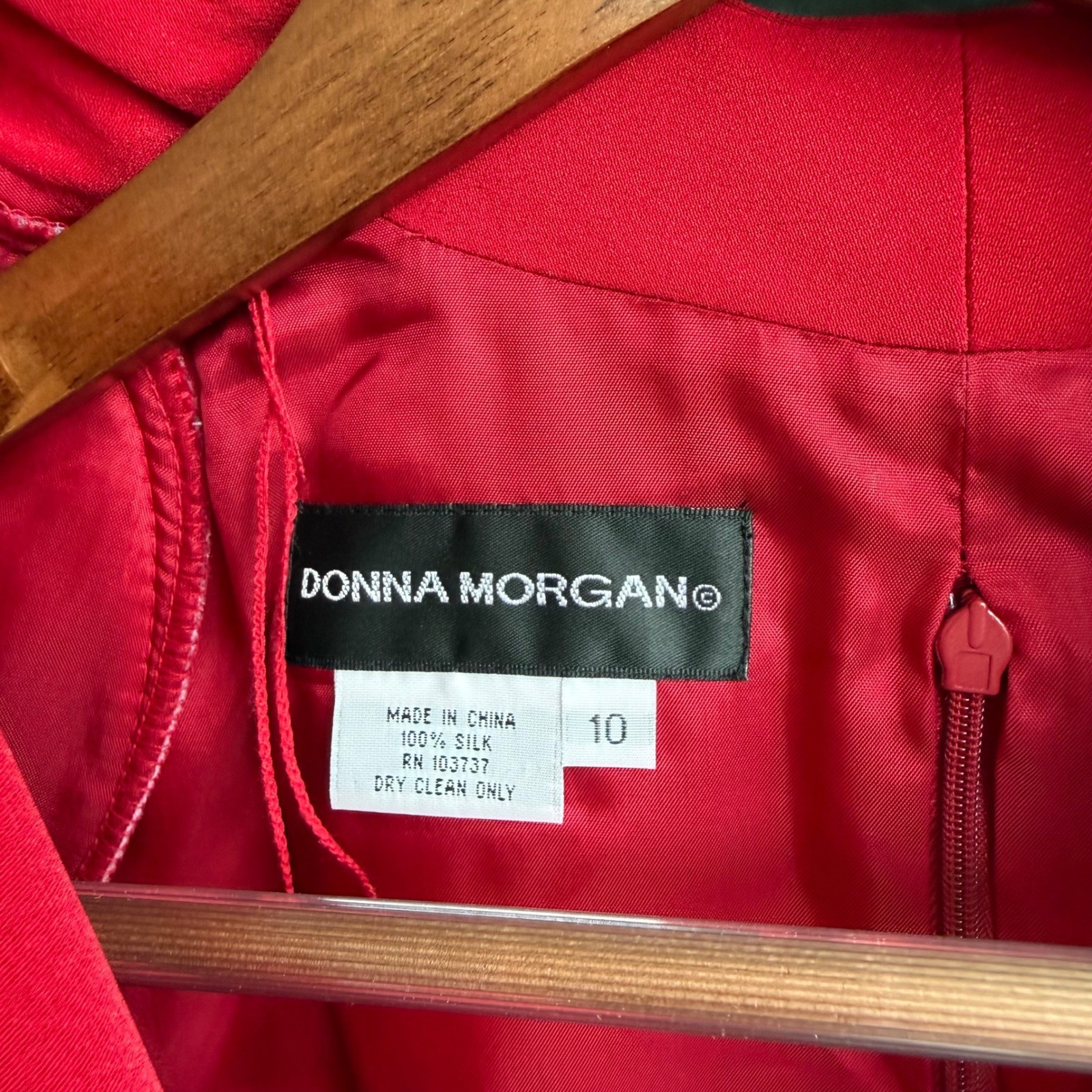 Donna Morgan Silk Wrap Midi Dress Pink Long Sleeve Cocktail Size 10