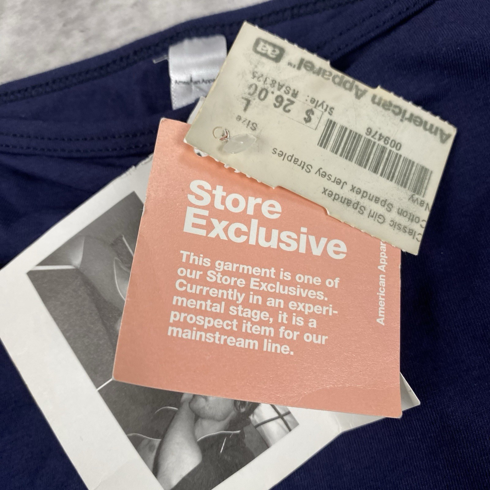 vintage AMERICAN APPAREL bodysuit Classic Girl Spandex strapless navy blue y2k