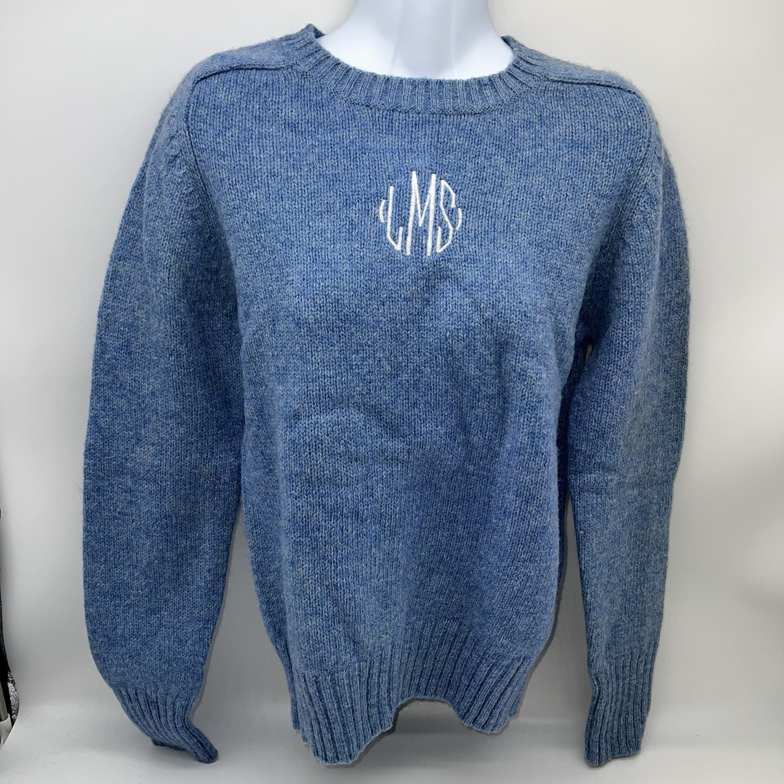 VTG Dead Stock 80s Women&rsquo;s Sweater HUNTERS RUN Wool Monogramed Preppy Jumper-L