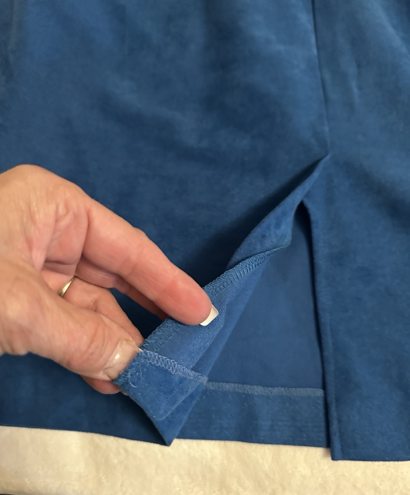 Vintage 80s Blue Button Up Fitted Dress Sz 14 Secretary Lightweight USA Office