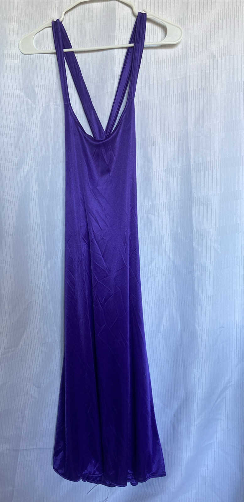 Vintage Petra Fashions Indigo Polyester Eve. Gown Negligee Purple USA Made Sz M