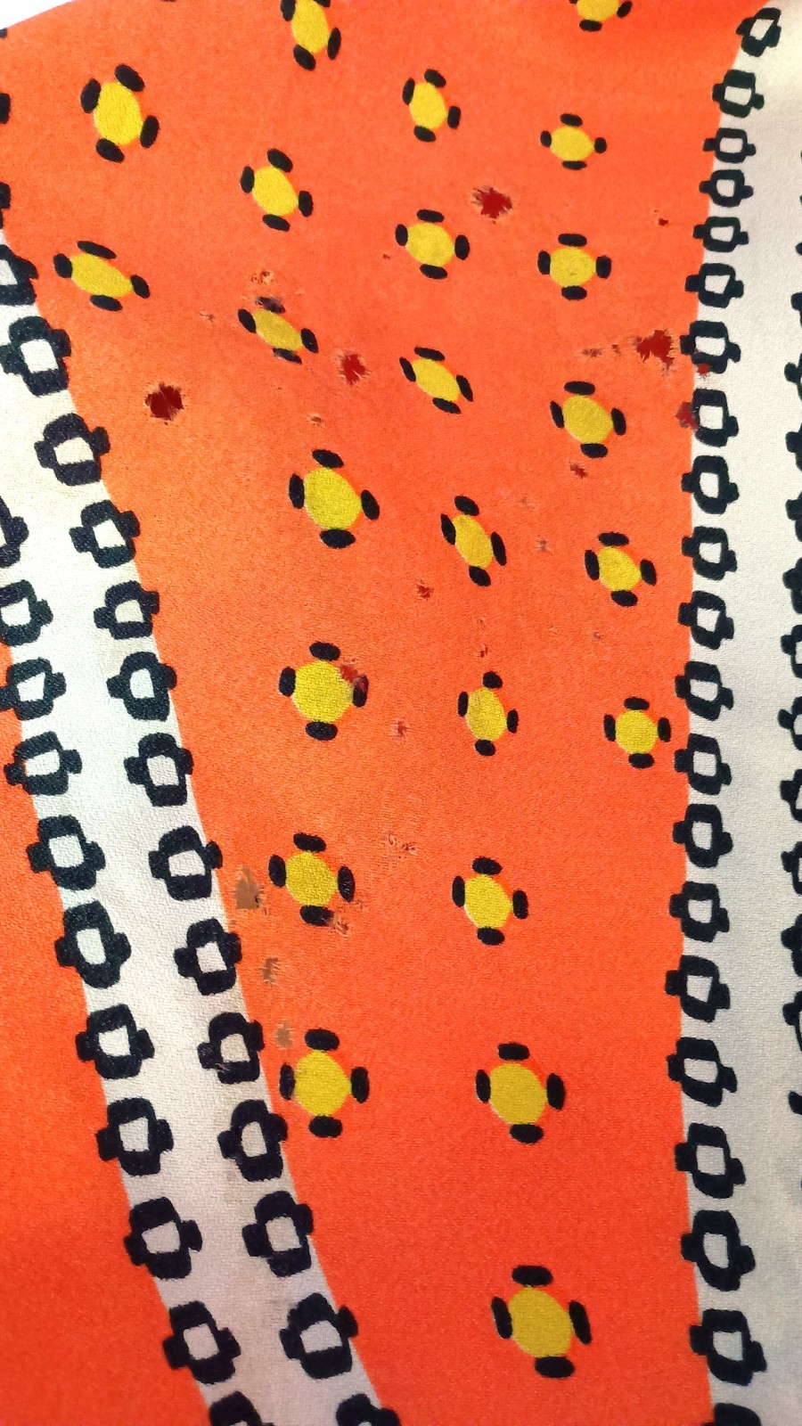 Vtg 60&rsquo;s- 70s Kiva Ltd Orange Multi Dot Print Halter Maxi Dress Vintage Size 14