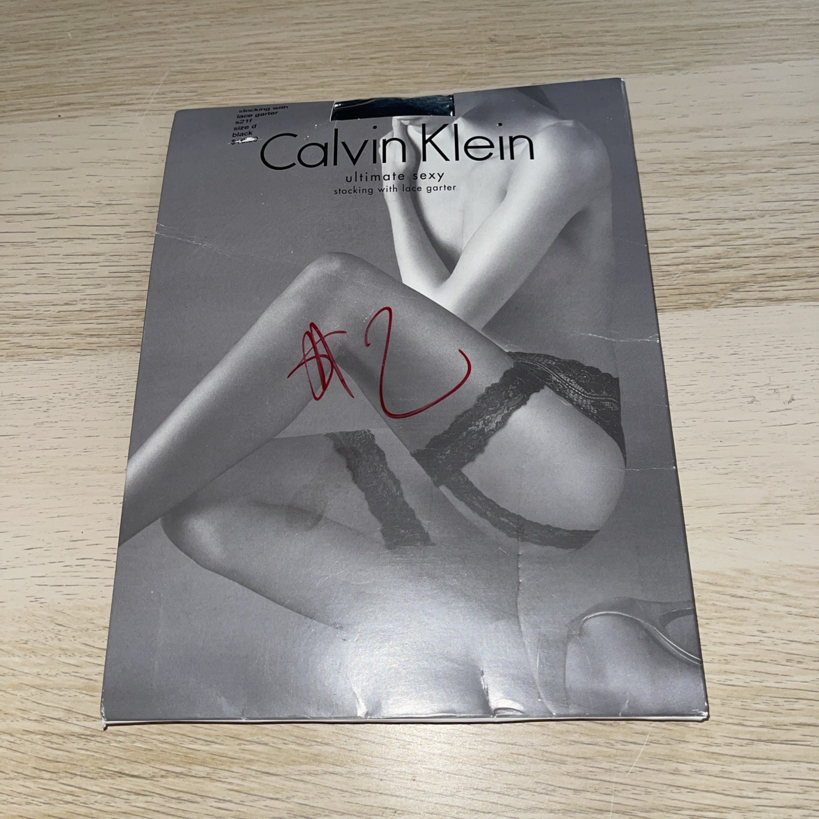 Calvin Klein Ultimate Sexy Stocking W/Lace Garter Size D Black s21f