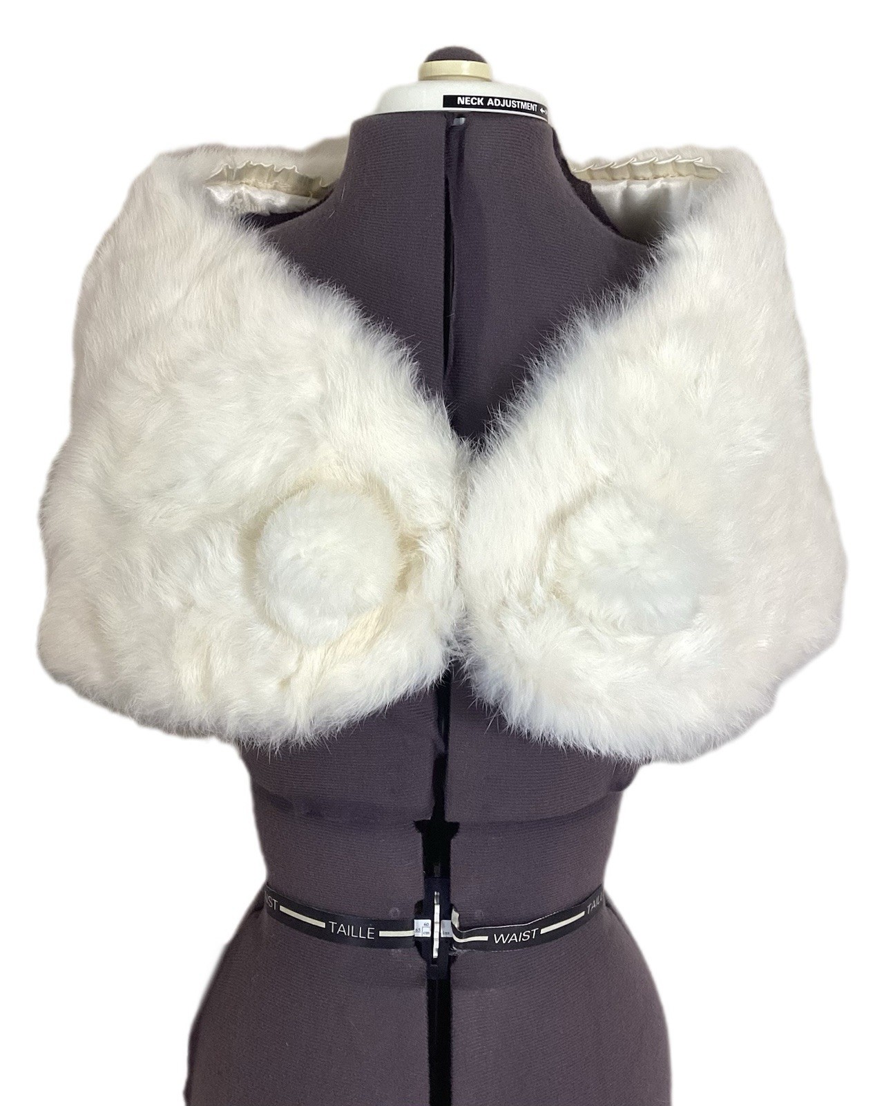 Vtg Mid Century Ivory Real Fur Bridal Capelet Stole Old Money Winter Wedding