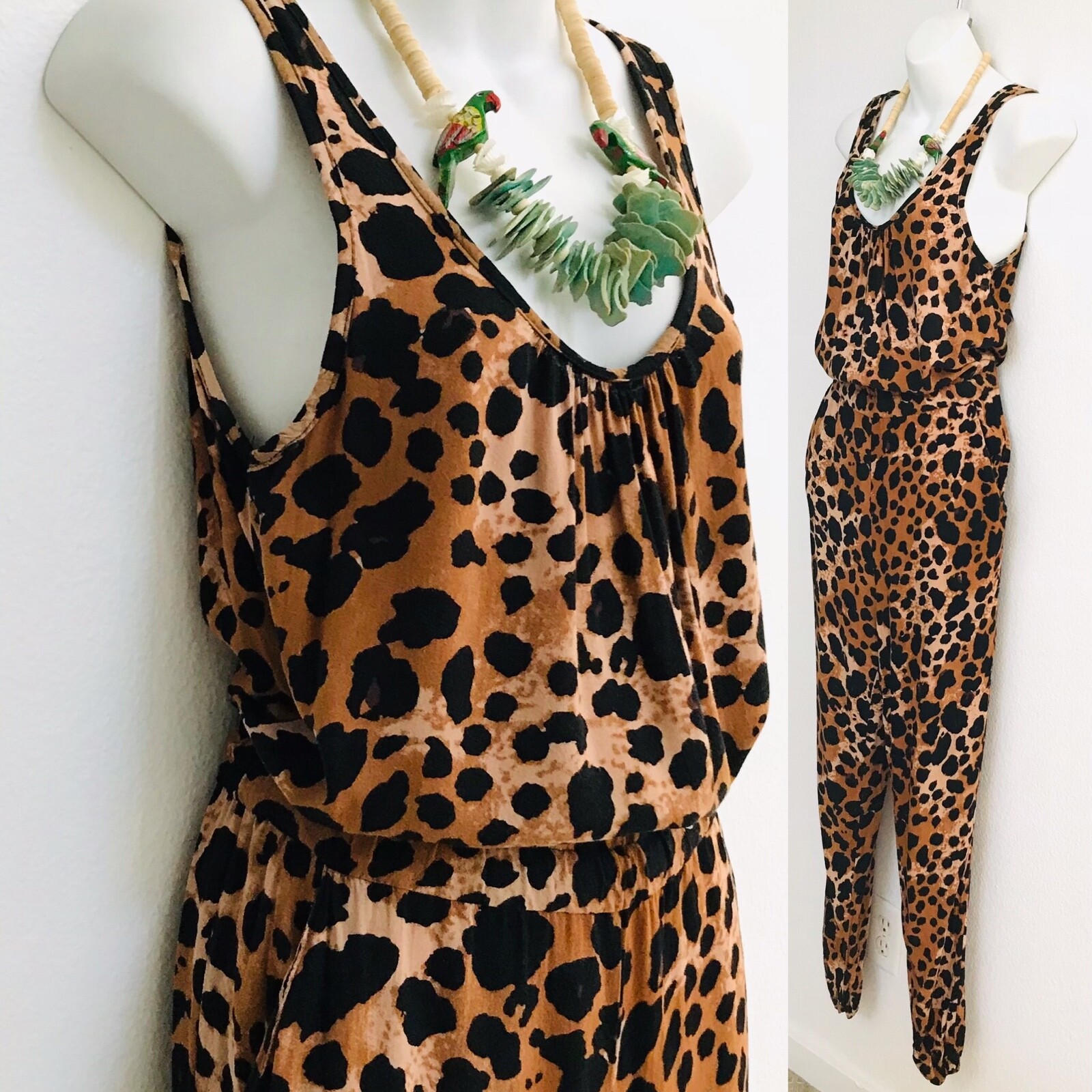 Vintage 90’s Slouchy LEOPARD JUMPSUIT S / M As-Is