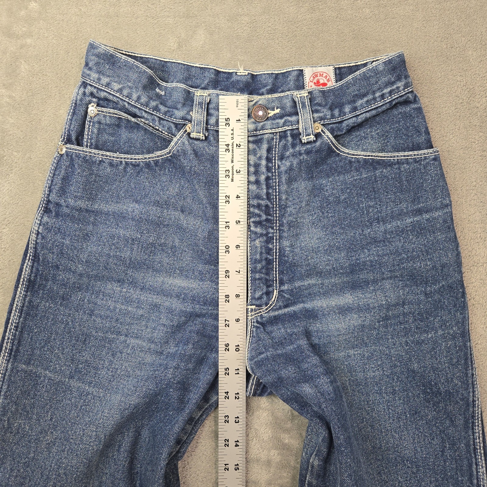 Vintage 70s 80s Lawman Jeans 30 XL Hemmed (~26&Prime;x27&Prime;) Blue Fade Denim 100% Cotton