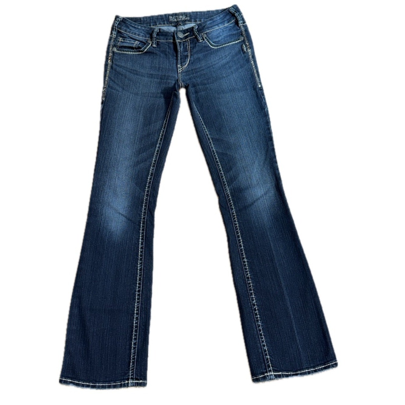 👖🌵 SILVER Aiko Bootcut Jeans Women&rsquo;s Dark Wash Western Y2K Sz 28