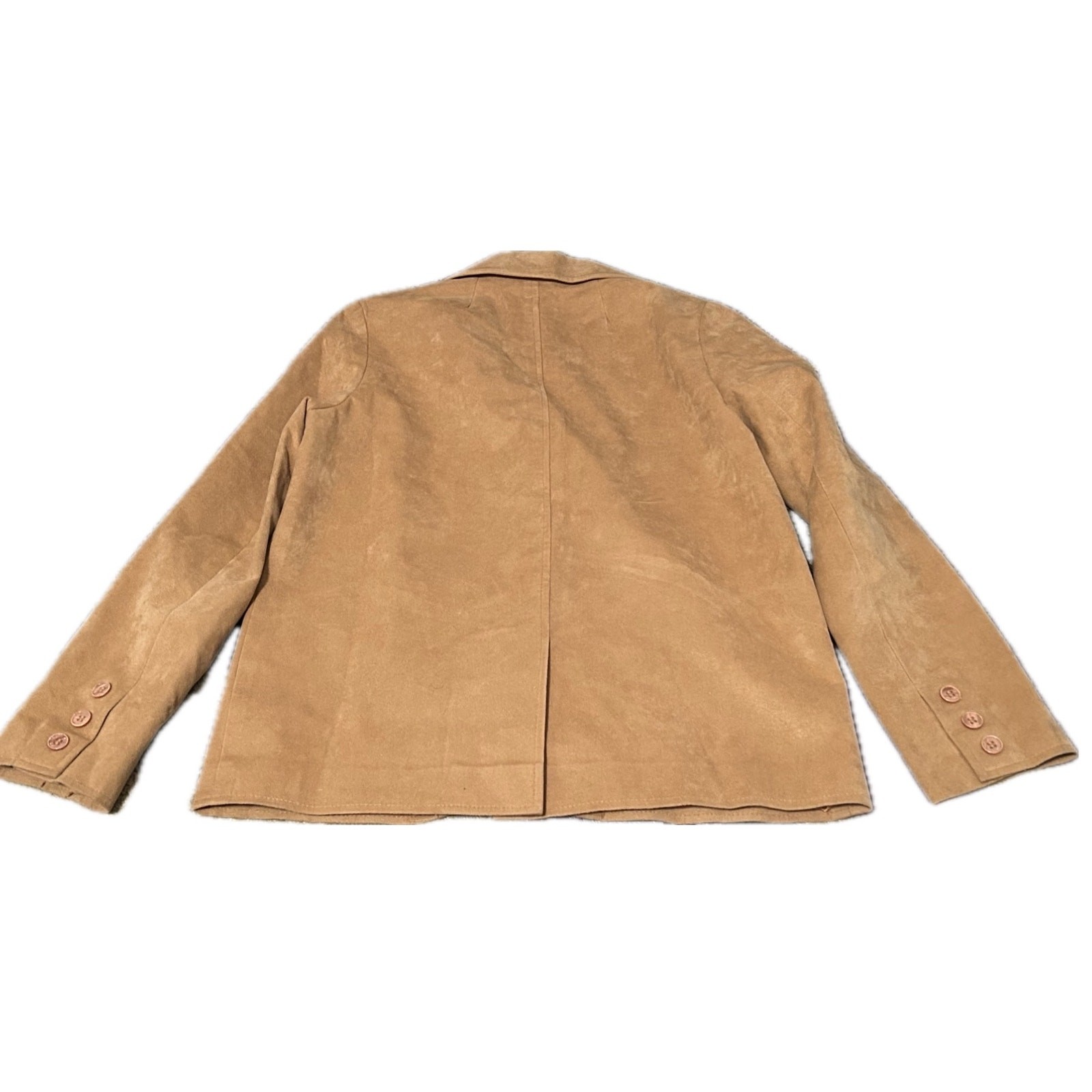 Vintage 1970s Suede Like Leather Button Up Blazer Coat / Small ^