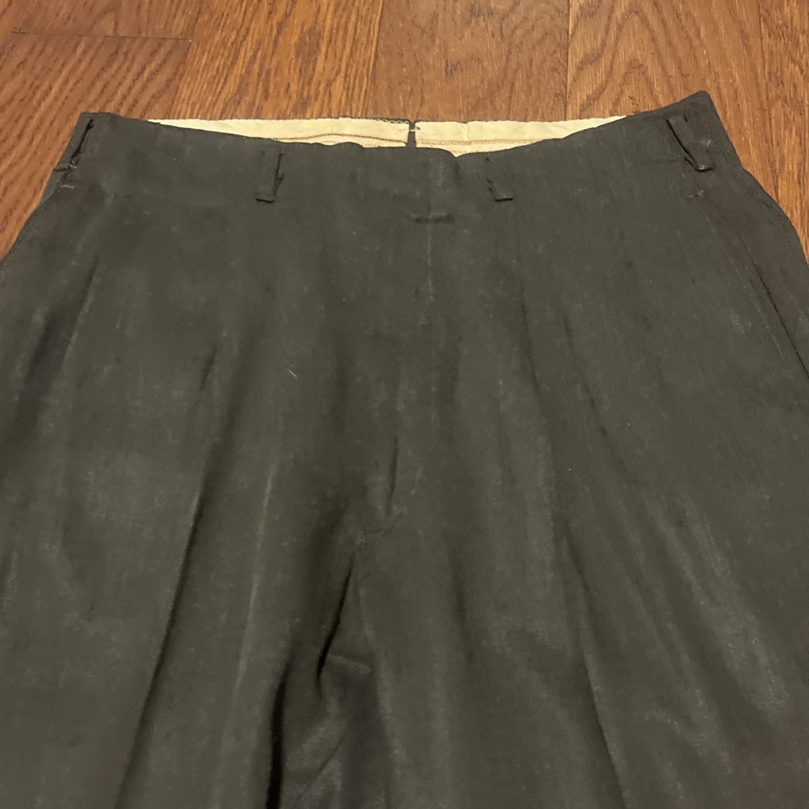 Vintage 32×28 1940s 1950s Hollywood Waist Pleated Pants Cuffed Drop Loop