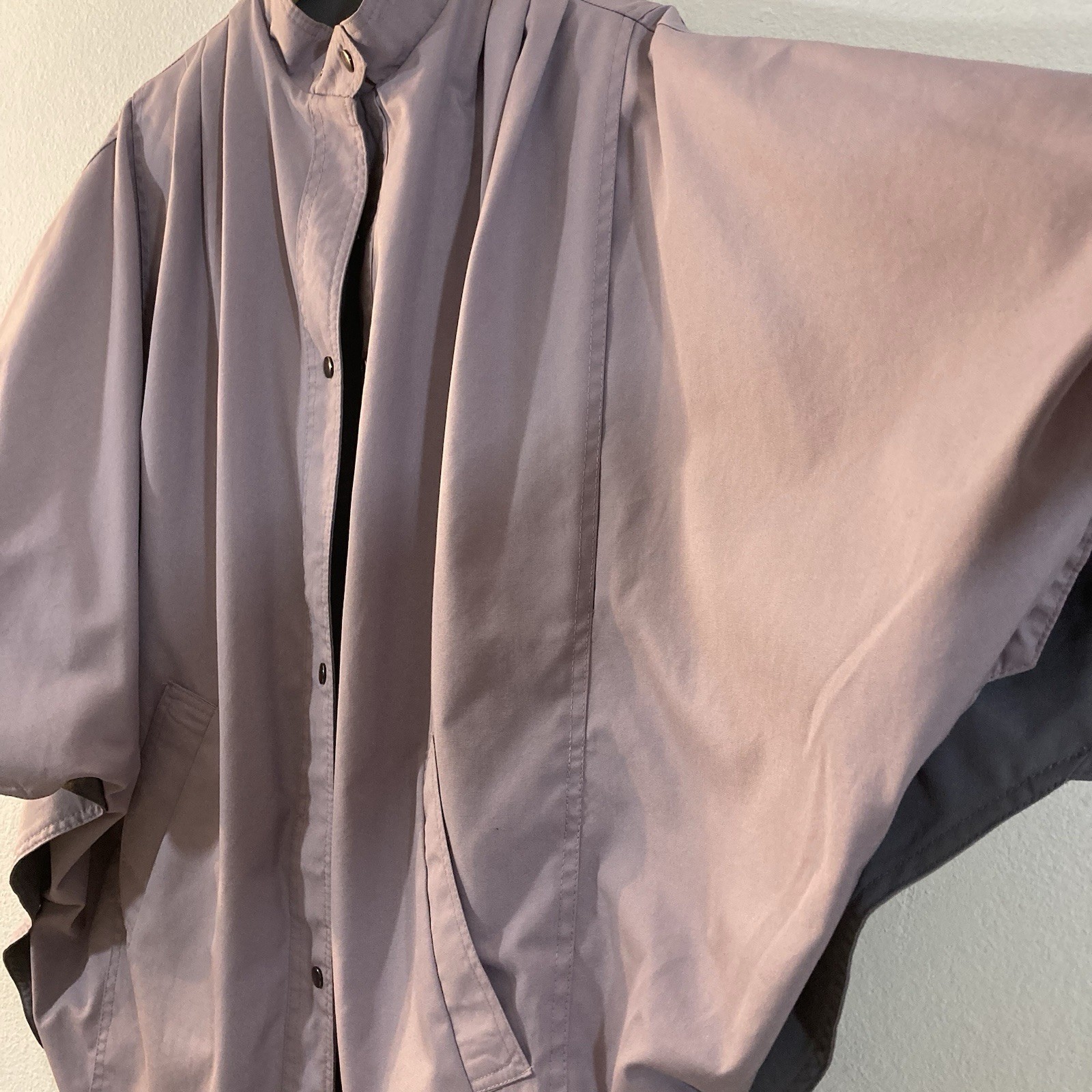 Vintage 1980’s Reversible Cape Poncho One Size High Neck Gray and Lavender