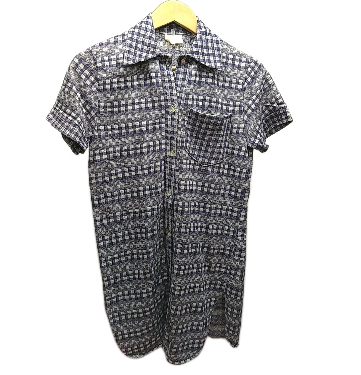 1960&rsquo;s Women&rsquo;s Lollipop Plaid Shirt Dress Button Down Above Knee Hippie Small