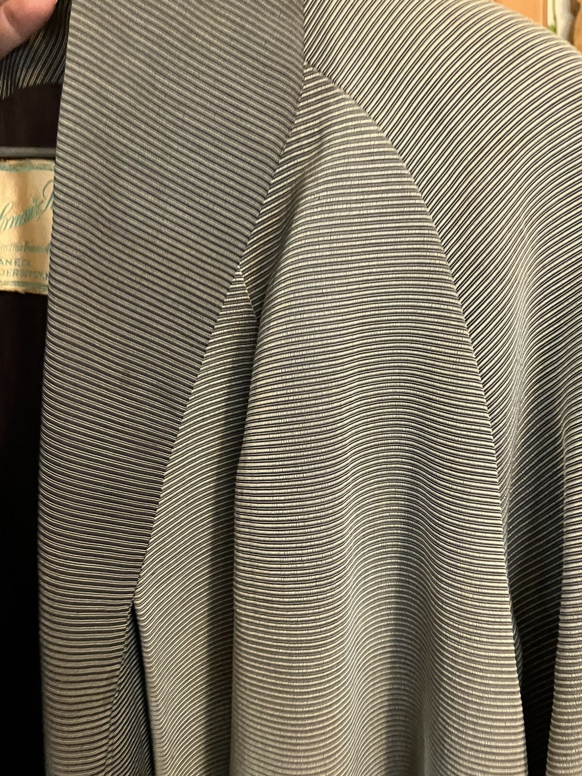 Beautiful 1950s Vtg Gray Faille Ribbed Open Swing Coat Needs TLC B46-48 Sm Med