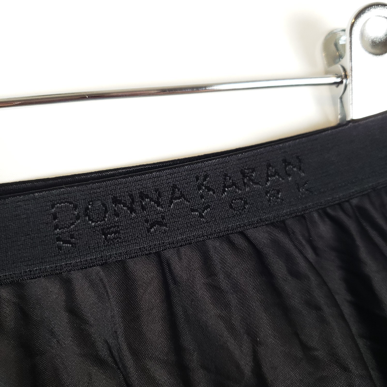 Vintage Donna Karen Intimates Nylon Half Slip Small Spell Out Band Black 17 in