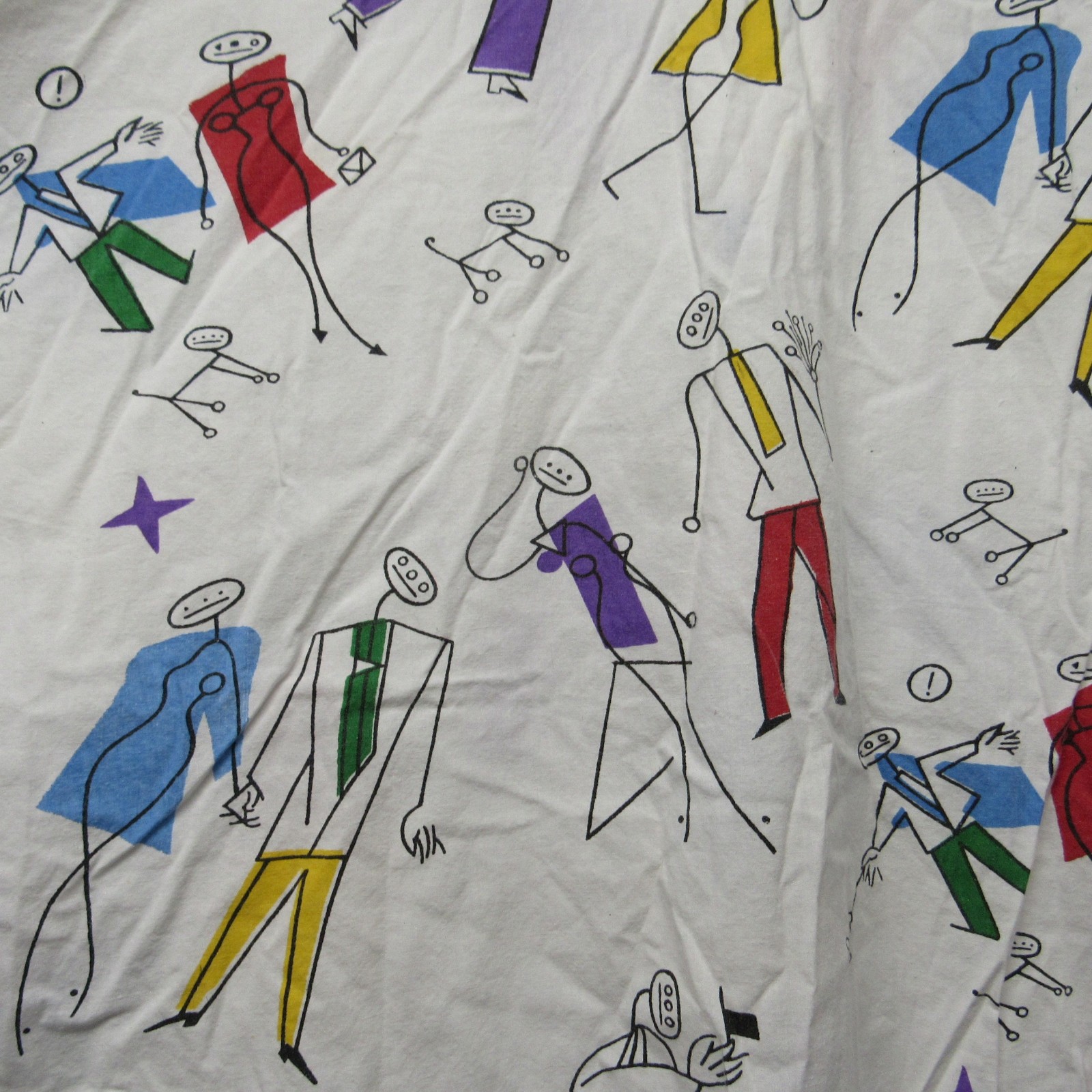 Vintage Star of India Art to Wear Funky People Print Oversized Tunic Blouse sz S