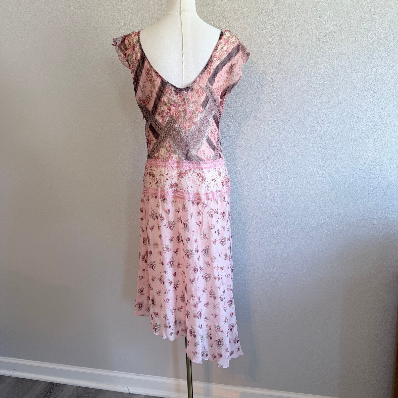 CDC Y2K 90s Floral Asymmetrical Patchwork Cottage Romantic Feminine Fairy Sz 10