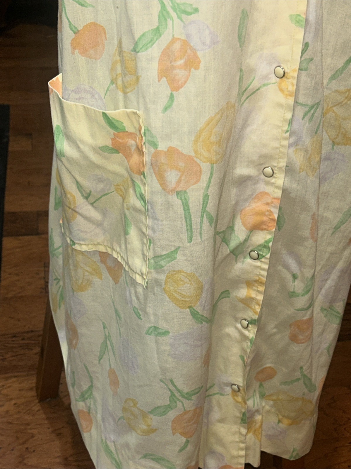 Vintage Cotton Snap From Yellow House Coat Housecoat GUC