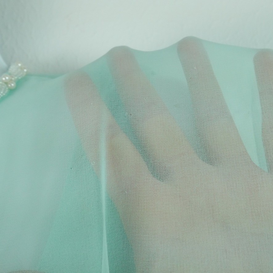 Vintage Emma Domb Mint Green Chiffon Capelet Maxi Dress 70s 60s S Hollywood Glam