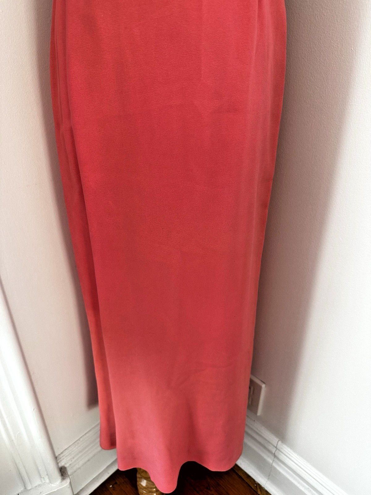 Vintage 1960s Coral Peach Hand Beaded Ball Gown British Crown Colony Hong Kong 8