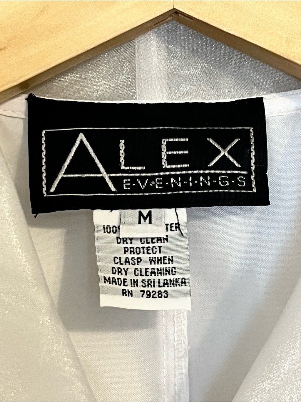 Alex Evenings White Sheer Organza Jacket Asymmetrical Rhinestone Clasp M Y2K