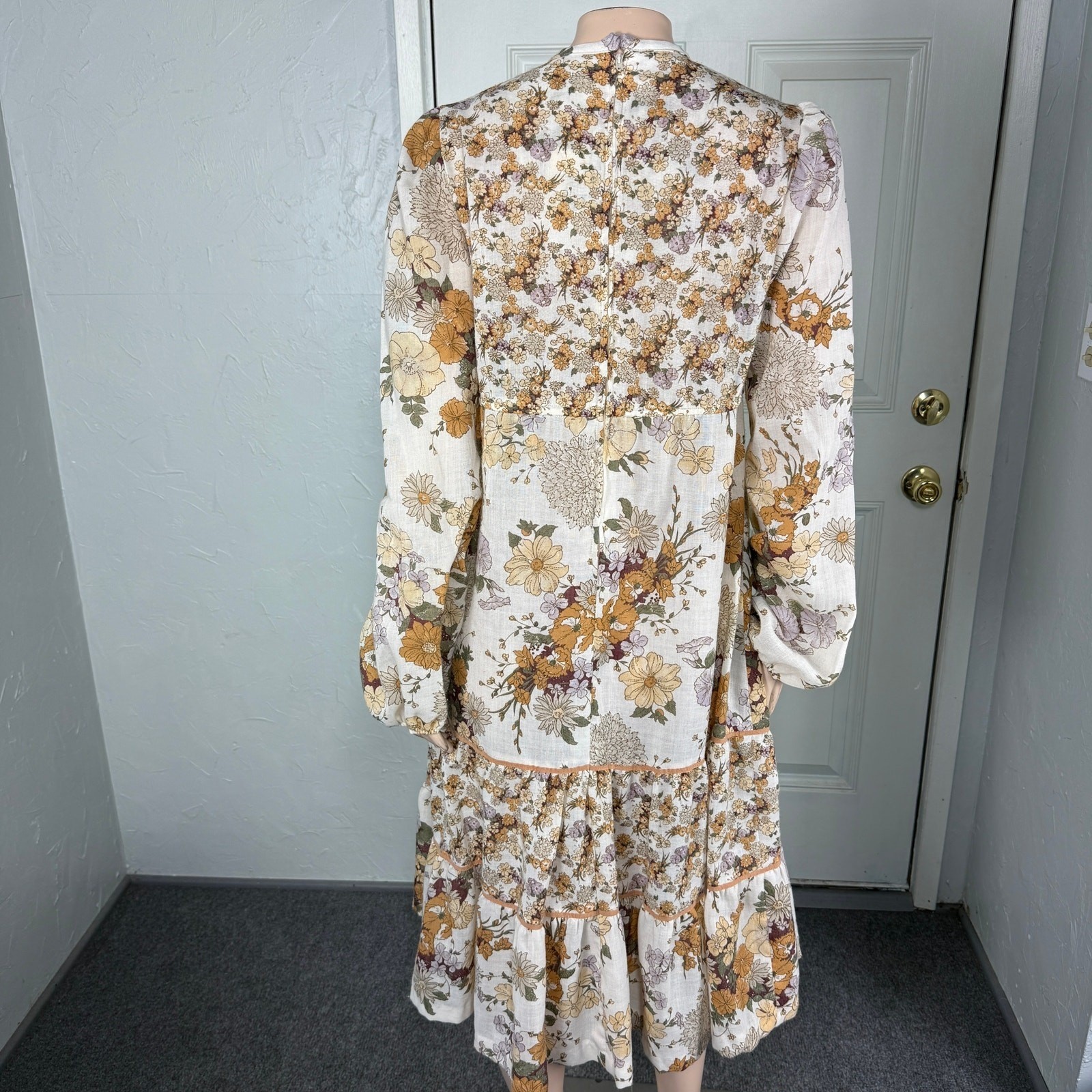 Vintage 70s Jody California Women&rsquo;s Dress 12 Floral Prairie Gunne Style Boho Z14
