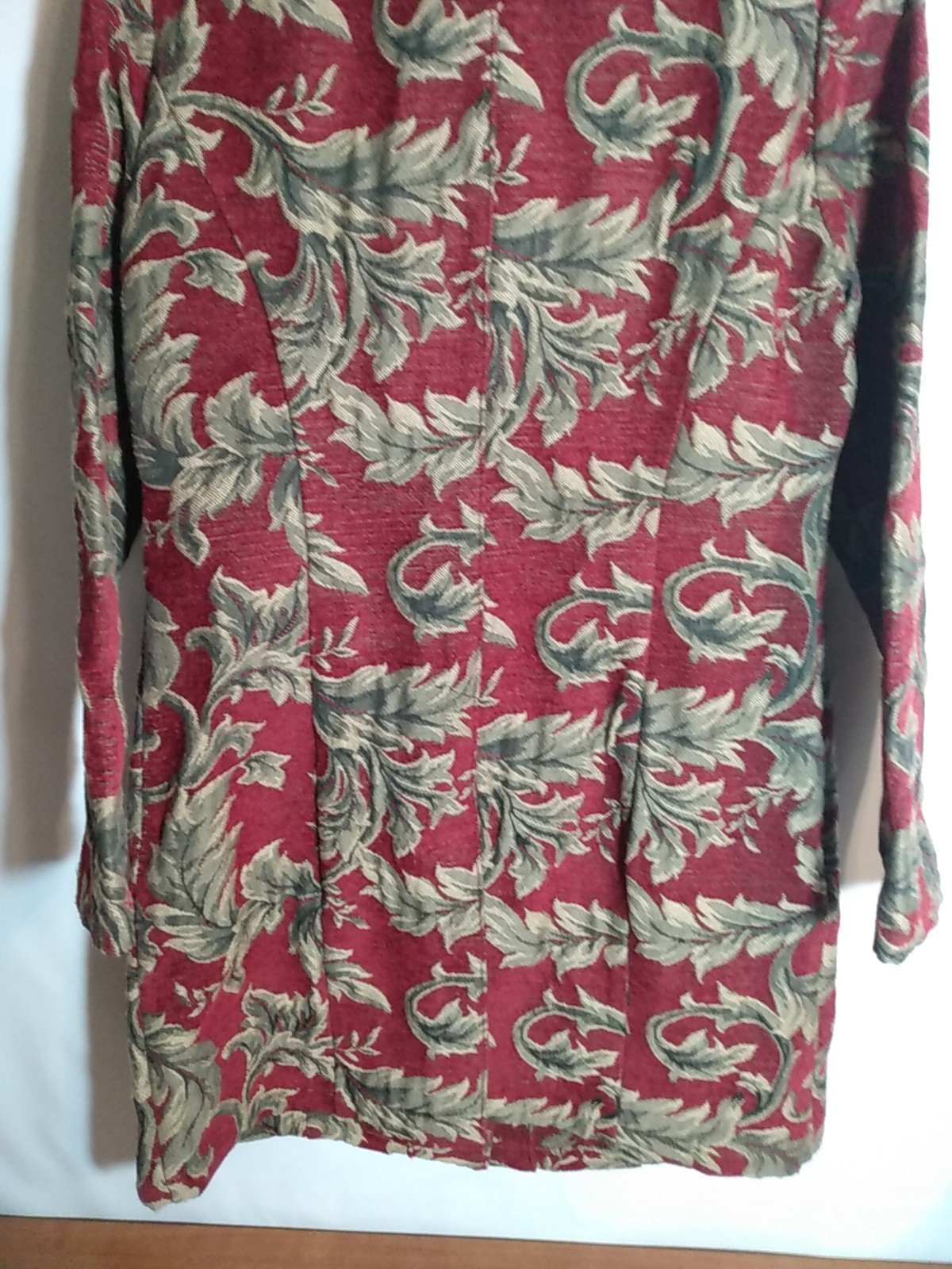 PORTRAIT 90s Lined Red and Gold Tapestry Jacquard Floral Coat/Jacket Long Boho