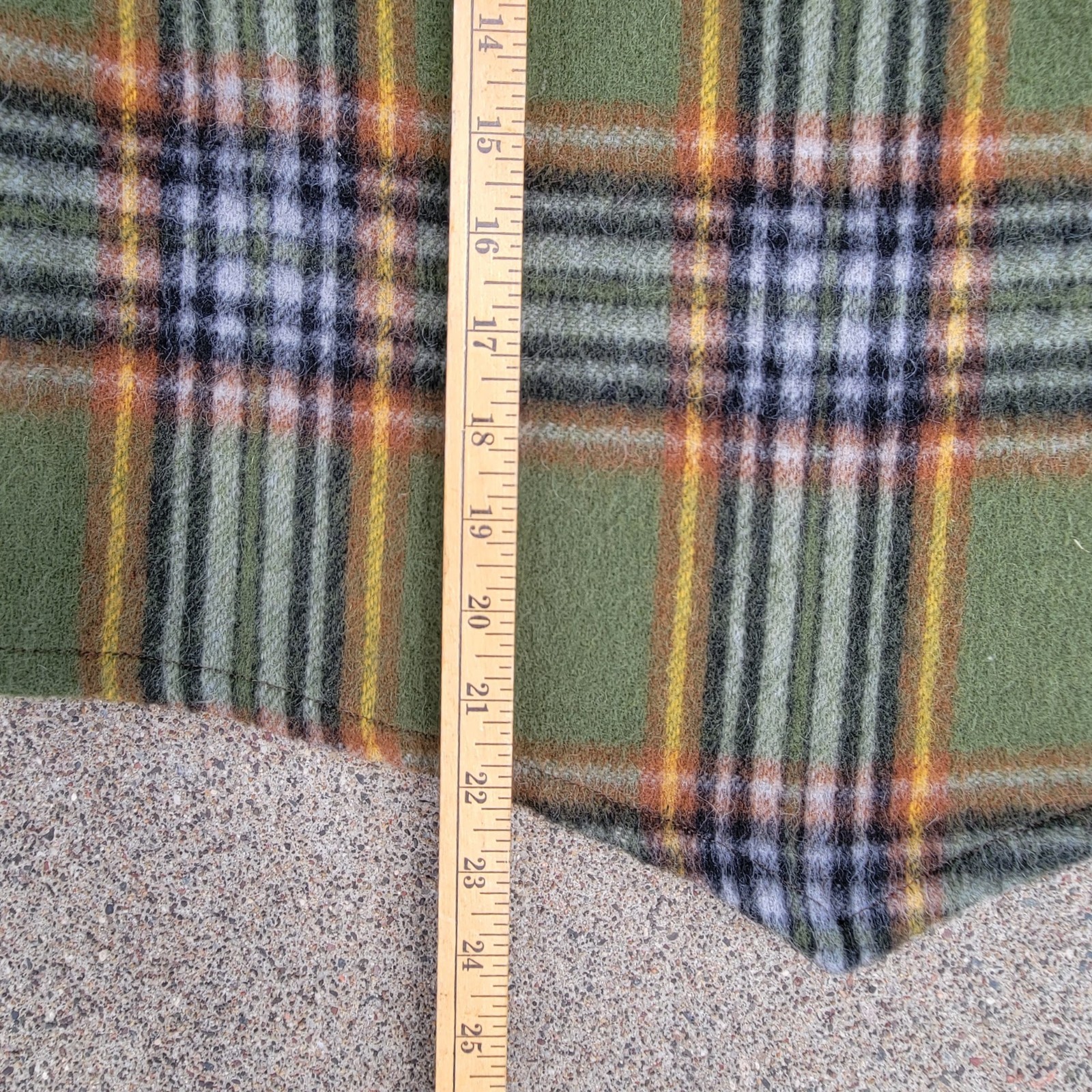 Vintage 50s 60s Brent 100% Wool Loop and Button Olive Plaid Pointed Hem Pullover