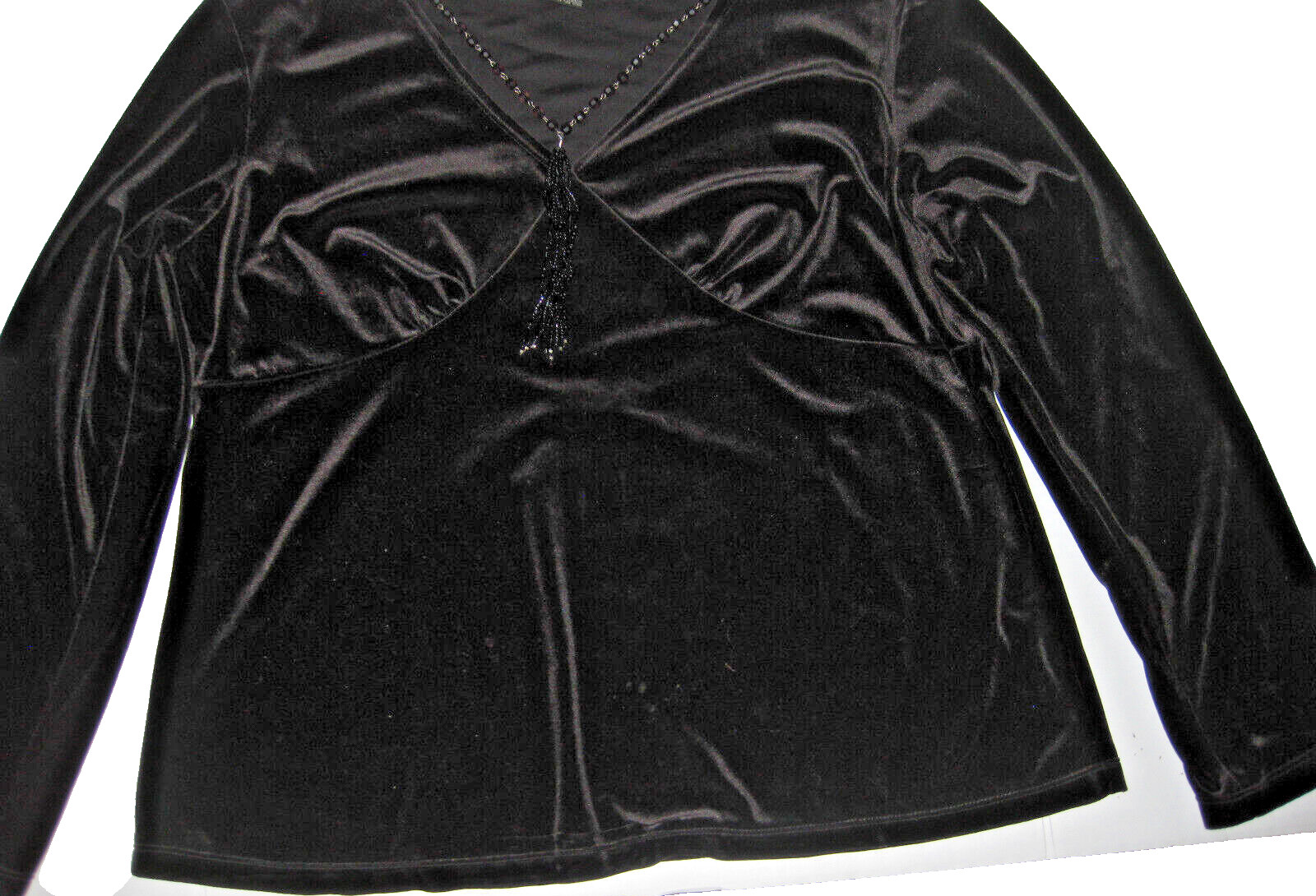 Vintage Elementz Black Velour Long Sleeve Blouse