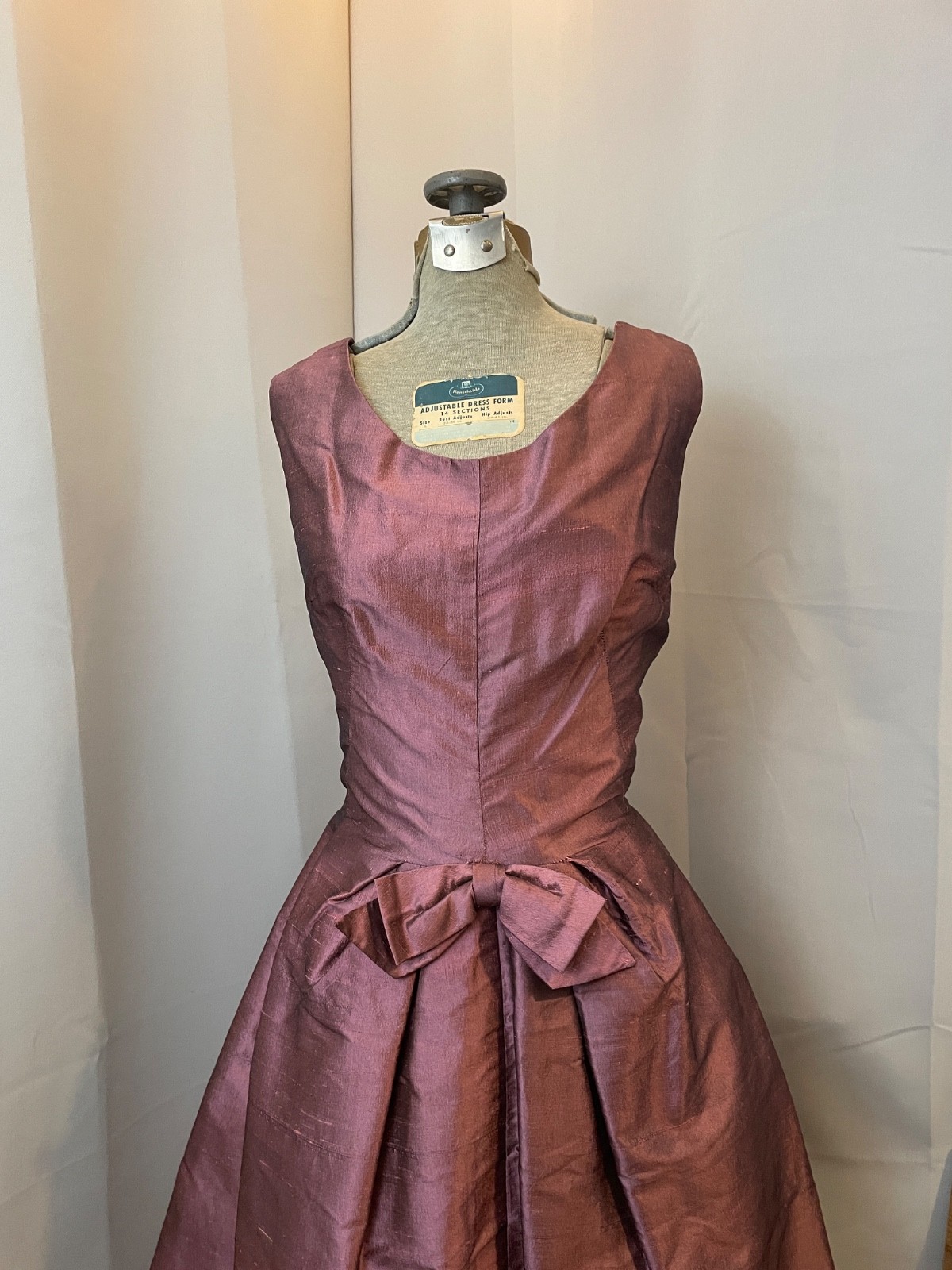 Amethyst Purple Raw Silk Cocktail Party Dress 1950s Vintage Rockabilly XS S