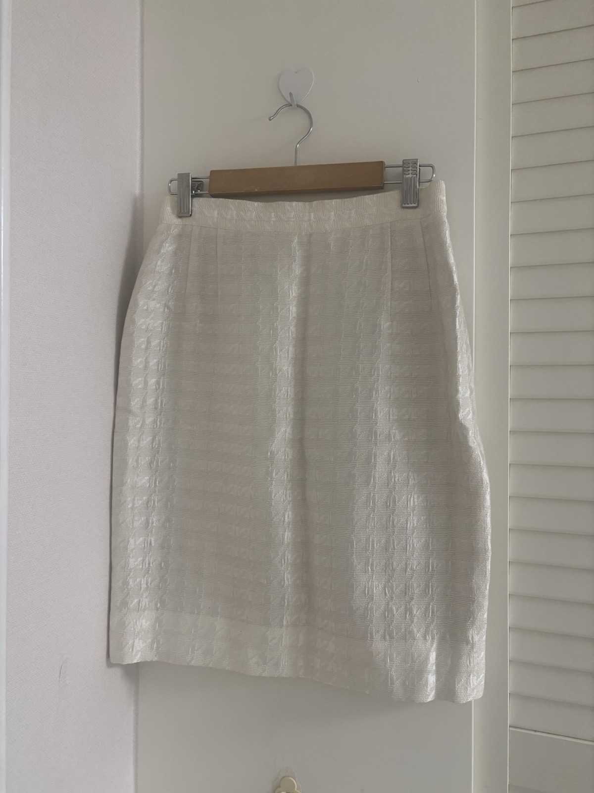 Vintage Valentino Miss V Ivory Jacquard Pencil Skirt IT42 US8 Made Italy Rare