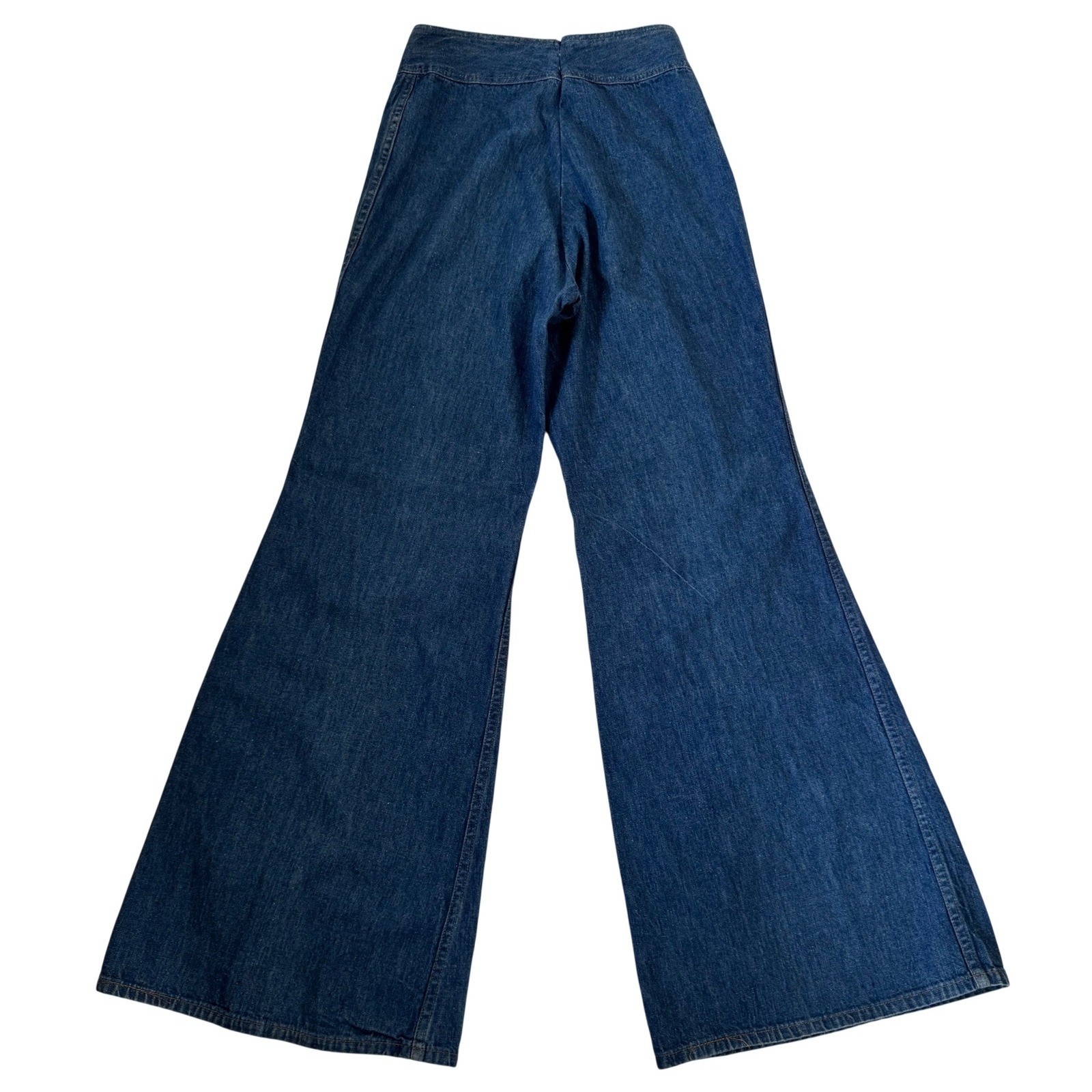 Vintage Altered 70&rsquo;s High Waist Jeans Double Zipper Flare Blue Denim Size 23