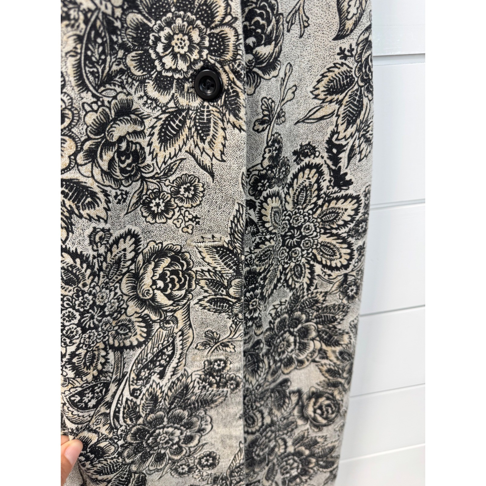 Santa Fe Jim Tremblay Vintage Floral Linen Blend Sheath Dress Black Beige Sz 8