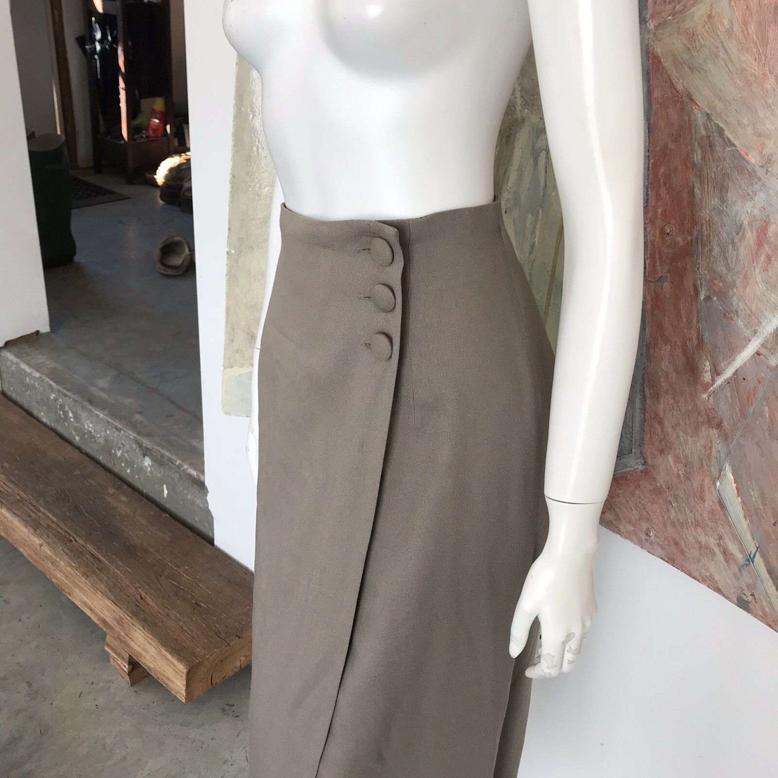 Vintage Express Beige Wool Blend High Waisted Maxi Skirt Age 13/14 / 13 / 14